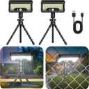 Tryme Solar Lights Outdoor with Motion Sensor, USB & Solar Powered, Adjustable Angle, 3 Modes, Octopus Stand, IP65 Waterproof Fence Lights for Garden, Gate (2 Pack) (Black)
