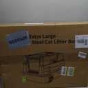 XXXL Stainless Steel Litter Box with Lid,28" L x 20.5" W x 16.5" H Extra Large Cat Litter Box Enclosure for Large and Multi-Cats Families,Non-Sticky, Anti-Leakage, Easy to Clean(Gray) (Grey)