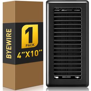 4x10 Floor Register, Black Vent Cover 1 Pack, Heavy Duty Steel Walkable Floor Vents, Floor Register Vents with Easy Adjust Air Supply Lever, Rust Proof Finish Registers Grilles & Vents for Home Floor