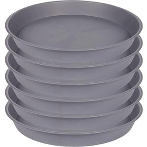 6 Pack of 12 inch Plant Saucer Gray, Heavy Duty Plastic Plant Saucer 12 inch Round, Durable Plant Tray for Pots, Flower Saucers for Indoors, Plant Trays for Planter 11"/12" (12", Cement Gray)