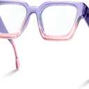 livho Oversized 99% Blue Light Glasses for Woman - Rectangle Fashion Glasses for Computer, Chic Preppy Frame - Anti Eyestrain (Lavender Gradient)