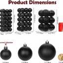 1.57" Black Christmas Ornaments for Christmas Tree 36 Pcs Mini Shatterproof Balls Christmas Tree Decorations Small Xmas Ornaments Balls with Hanging Loop for Wedding Holiday Party Wreath Home Decor