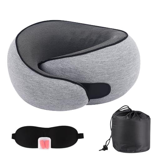 MQZAYZ Airplane Travel Neck Pillow for Support Long Flight,Memory Foam Travel Pillow Compact Head Support with Pain Relief,Ergonomic Sleeping Pillow & Road Trips(Gray)