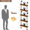 Wall Mounted Wine Rack with LED Light, LED Industrial Pipe Liquor Bar Shelves, 5-Tier Rustic Hanging Organizer for Wine Bottle Storage in Kitchen, Bar, Pub, Cellar (Walnut Brown, 24 Inch)