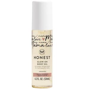 The Honest Company Honest Mama Hydrating and Soothing Glow On Body + Belly Oil | Plant Based, Hypoallergenic, Fragrance Free | 4.2 fl oz