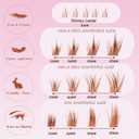 Brown Lash Clusters Extension Kit, Thick Volume Brown Cluster Lashes 40D+60D Mix 12-18mm Individual Lashes with Bottom Lashes Tweezer Lash Glue, Manga Wispy Cluster Lashes DIY at Home