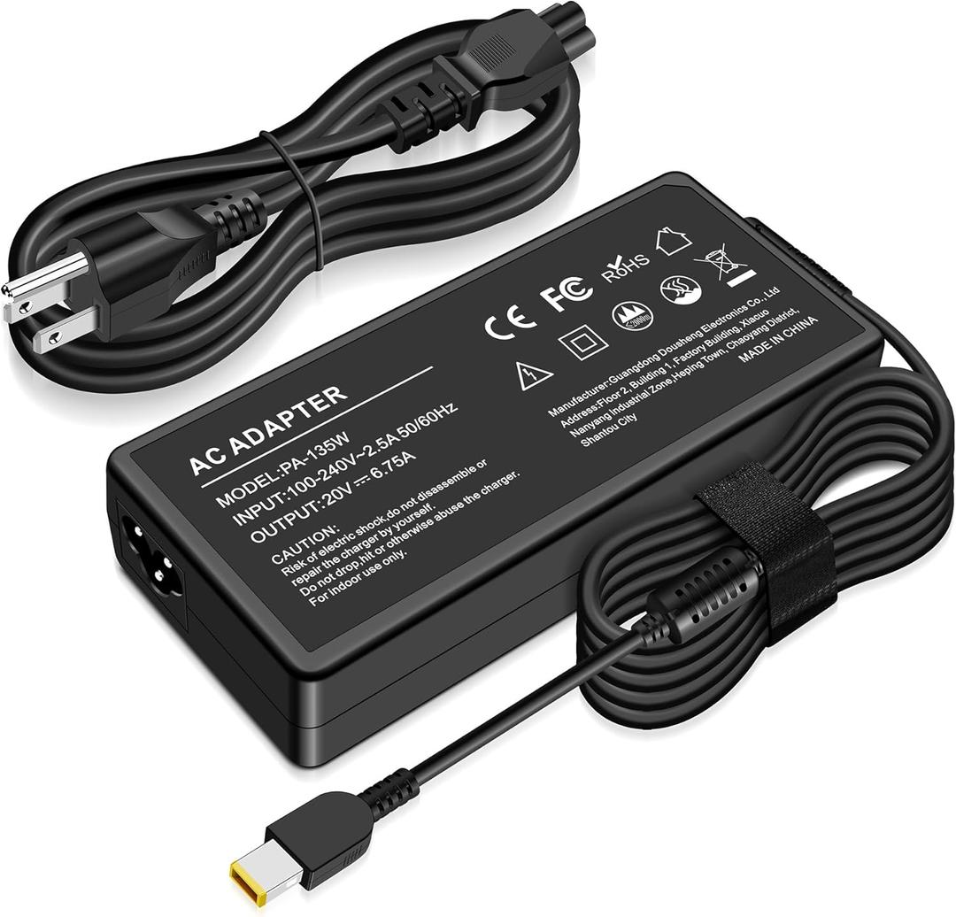 135W Charger Compatible with Lenovo ThinkPad Universal Thunderbolt 3 4 Dock Gen 1 2, Ultra/Pro Docking Station Power Cord, ideapad Gaming 3-15 L340/Yoga 9i Laptop Adapter ADL135NDC3A