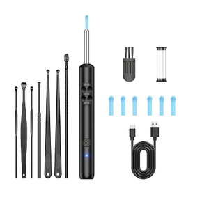 Ear Wax Removal, Ear Wax Removal Tool Camera Builtin 1296P, Easy and Safe Ear Cleaning, Earwax Removal kit with 9 Ear Set and 8 Traditional Tools, Ear Cleaning Kit for iPhone,iPad,Android (Black)