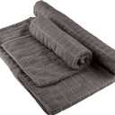 Wakeman Yoga Mat Towel and Gym Towel Set - 2-Piece Non Slip Set for Hot Yoga, Pilates, and Gym - 72 x 24 Sweat Absorbent and Quick Drying Blanket with Corner Pockets for Mats (Gray)