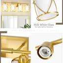 4-Light Brushed Gold Bathroom Light Fixtures with Milk Frosted Glass, 29" Modern Bathroom Vanity Lighting Fixtures Over Mirror with Metal Cage, Wall Sconce Lights for Bath, E26, CH9176BGW-4W
