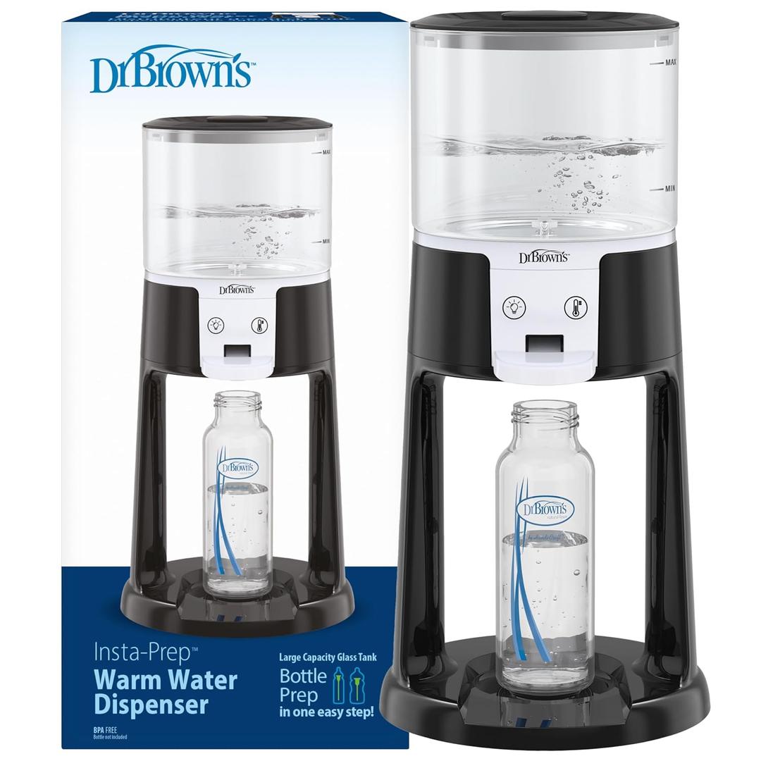 Dr. Brown's Insta-Prep Warm Water Dispenser to Instantly Prepare Babys Formula Bottle,Large Capacity Glass Tank with 3 Temperature Settings,Black
