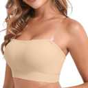 DEANGELMON Strapless Bras for Women Wireless Push Up Non-Slip Bandeau Bra Seamless Clear Straps TubeTop Padded Bralette,XSMALL