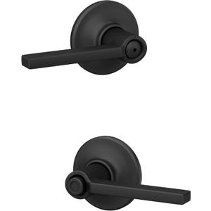 Schlage F40 LAT 622 COH Latitude Door Lever with Cohen Trim, Bed & Bath Privacy Lock, Matte Black