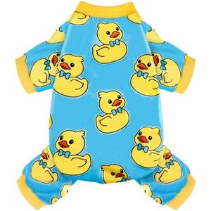 Dog Pajamas Soft Lightweight Dog Onesies Outfit Clothes for Small Medium Large Puppy Pjs for Pet Boys Girls Dogs Cats (M (Back: 12",Chest: 16", Neck:10.2"), Yellow Duck)