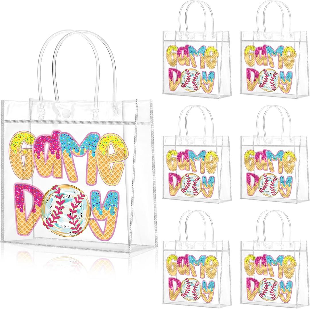 20 Pcs Baseball Game Day Goodie Bags with Handles, 8 x 8 x 3.15 inches