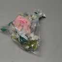 Wrist Corsage and Boutonniere Set, Artificial Rose Corsage Wristlet and Boutonniere for Wedding Prom Party (Pink 1 Boutonniere&1 Wrist Corsage)