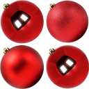 Extra Large Size Outdoor Christmas Ornaments, Oversized Huge Big Shatterproof Xmas Christmas Plastic Balls for Outside Lawn Yard Tree Hanging Decorations (6"/150mm, Red, 4 Packs)
