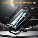 Simicoo for Samsung Galaxy S25 FE Metal Military Heavy Duty Case, Metallic Bumper Shockproof Dustproof Rugged Tough with Stand Screen Protector Camera Control Full Body Drop Protective Cover (Black)