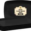 R-kay 6 Pack Plastic Serving Trays - 12.75 x 8.25, Party Platters - Black