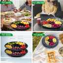 10 Pcs Plastic Appetizer Serving Tray with Lid Round 12.5 Inch with Lid Disposable Serving Fruit Veggie Catering Tray with 6 Divided Compartment for Fruit Snack Veggie Party