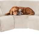MINGPINHUIUS 7 Piece Velvet Sectional Sofa Covers Recliner Sofa Cover High Elastic Sofa Slipcover Non-Slip Washable Split Sofa Cover Great for Kids & Pets (Beige) (5 Seat)