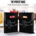 Houseables Thank You Bags, Merchandise Bags, With Handles, Plastic, For Shopping, Retail, Gift, Small Business, Boutique, Store, Customers, Product, Vendor, Events, Holiday, Black, 12x15, Bulk 100PK