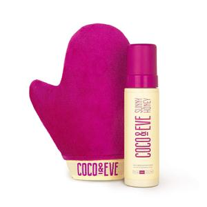 Coco & Eve Self Tanner Mousse Kit - (Medium) All Natural Sunless Instant Self Tanning Lotion with Bronzer & Mitt Applicator | Sunny Honey Bali Bronzing Kit