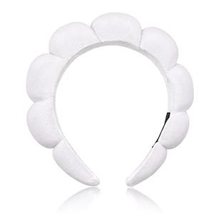 Ayesha Spa Headband for Washing Face Sponge Makeup Headbands Skincare Headband Soft Hair band to Facial Clean Headbands for Women Face wash Skin care Make up Shower (White)
