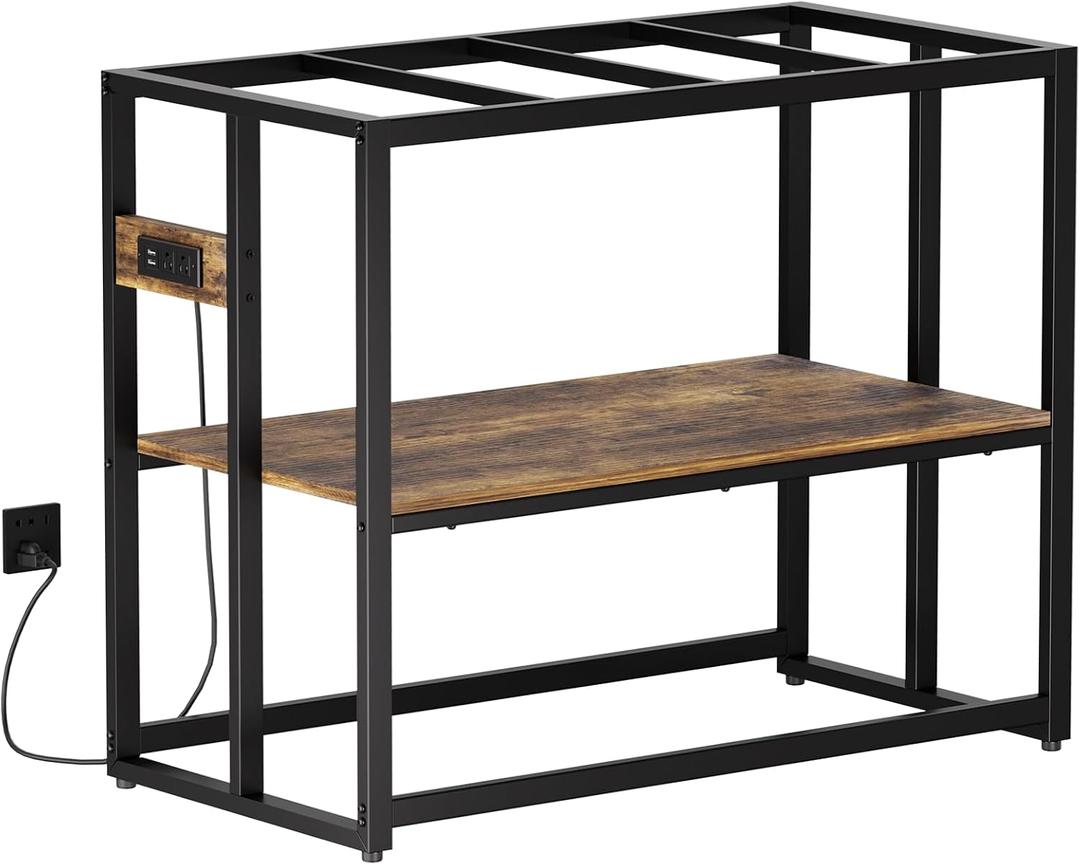 Urban Deco 40 Gallon Fish Tank Stand with Power Outlets, 660LBS Capacity Aquarium Stand, Metal Fish Tank Stand Dual-Layer Design Terrarium Stand, Rustic Brown