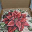 Nuanchu Set of 4 Christmas Cork Placemats Poinsettia Seasonal Winter Christmas Red Poinsettia Flower Cork Backed Place Mats Table Decorations for Home Dining Holiday, 12.6 x 11.8 Inches
