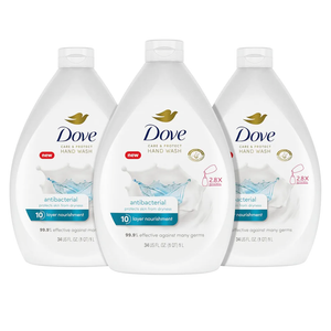Dove Antibacterial Hand Wash Care & Protect Pack of 3 Protects Skin from Dryness, Moisturizers More Than The Leading Ordinary Hand Soap, 34 oz
