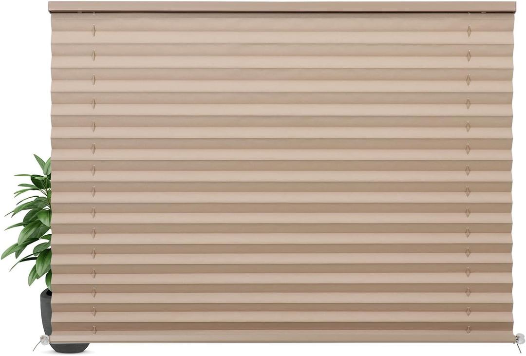 LUCKUP RV Blinds for Camper Window Blackout RV Shades Curtains 50" W x 32" L w/Aluminum Foil, RV Pleated Shades for Travel Trailer Window, Cappuccino