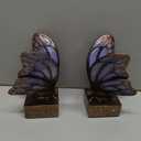 Vintage Purple Butterfly Bookends,Resin Book Ends for Shelves,Heavy Duty Decorative Bookends,Creative Book Stopper Holder Decor for Desk Home Office,Shelf Decoration,Gifts for Mother's Day