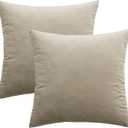 Pack of 2 Taupe Pillow Covers 16x16 Inch Decorative Velvet Throw Pillow Covers Modern Soft Couch Throw Pillows Farmhouse Home Decor for Spring Sofa Bedroom Living Room