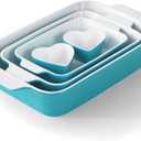 Baking Dish for Oven Casserole Dishes Bakeware Set With Ramekin Ceramic Lasagna Pan 912.8 Inch Large Deep Baking Dishes Rectangular Non-Stick Baking Pans for Kitchen Baking and Roasting Turquoise