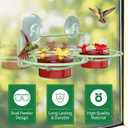 Dreamdrawer Window Hummingbird Feeder, Small Hummingbird Feeder for Outdoors with Strong Suction Cup - Metal Base & 6 Feeding Ports, Easy to Clean and Refill