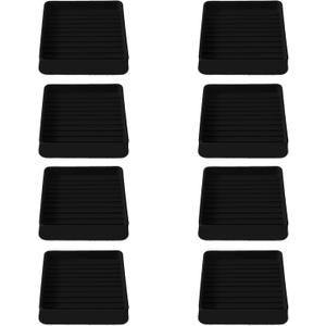 2.5x2.5 Square Rubber Furniture Caster Cups, Anti-Sliding Furniture Pads Bed Stopper Floor Protectors with Grip - Protect Any Flooring (8 Pcs Black)