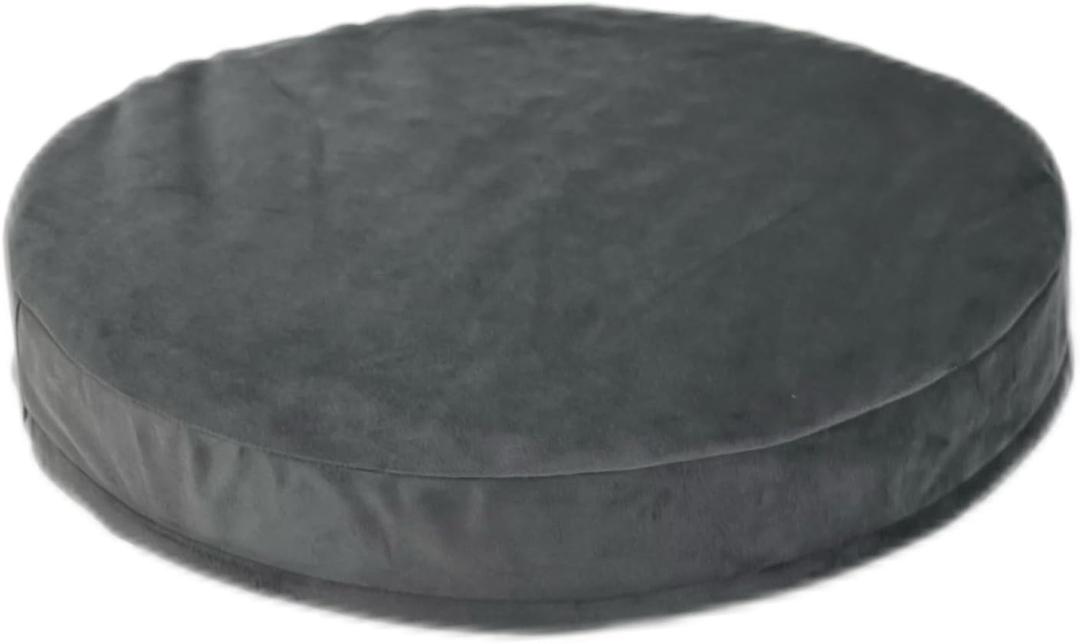Waterproof Round Dog Bed with Washable Removable Cover & Liner Grey Velvet Orthopedic Foam Pad 36 Inch
