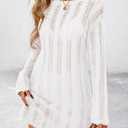 PRETTYGARDEN Women's Swimsuit Cover Up 2025 Summer Bathing Suit Swimwear Crochet Knit Dress Fashion Beach Vacation Clothes (White,Small) (White, S)