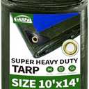 TARPAL 10x14 Tarp Heavy Duty Waterproof Tarp 16mil Thick Tarps with Metal Grommets Every 17.7" UV&Tear Resistant All-Weather Protection Cover for Firewood, Roof, Pool & Outdoor Furniture (Green/Blue)