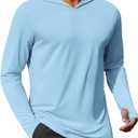 COOFANDY Mens UPF 50+ Hoodie Shirts Long Sleeve Rash Guard Sun Protection Fishing Shirts Lightweight Quick Dry Hoodies (Small, Sky Blue)