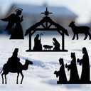 Nativity Scene Yard Signs Decorations 5 Pack Christmas Outdoor Garden Signs with Stakes Holy Family Manger Nativity Scene Garden Sign for Christmas Outdoor Decorations Lawn Patio Yard Sign