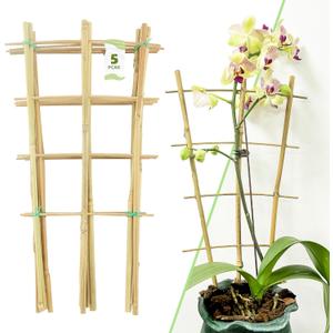 16Inch 5Pack Bamboo Trellis for Climbing Plants, Garden Ladder Trellis for Potted Plants Indoor, Fan Shaped Small Plant Support Trellis for HousePlants Ivy Vine Monstera 3-4