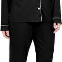 BAMBOO COOL Pajamas Set for Women Comfy Lounge Set Button Down Sleepwear Long Sleeve Pj Set (Black, XL)
