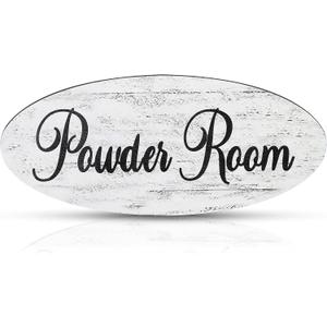 Queekay Powder Room Sign Wooden Powder Room Decor Hanging Sign Indoor Outdoor Vintage Wooden Decoration Farmhouse Primitive Wall Door Decor Housewarming Gifts
