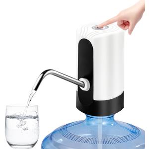 Water Table Pump, Portability Electric Water Pump with USB Data Cable,White Automatic Drinking Water Bottle Pump for Travel, Kitchen, Home, Office