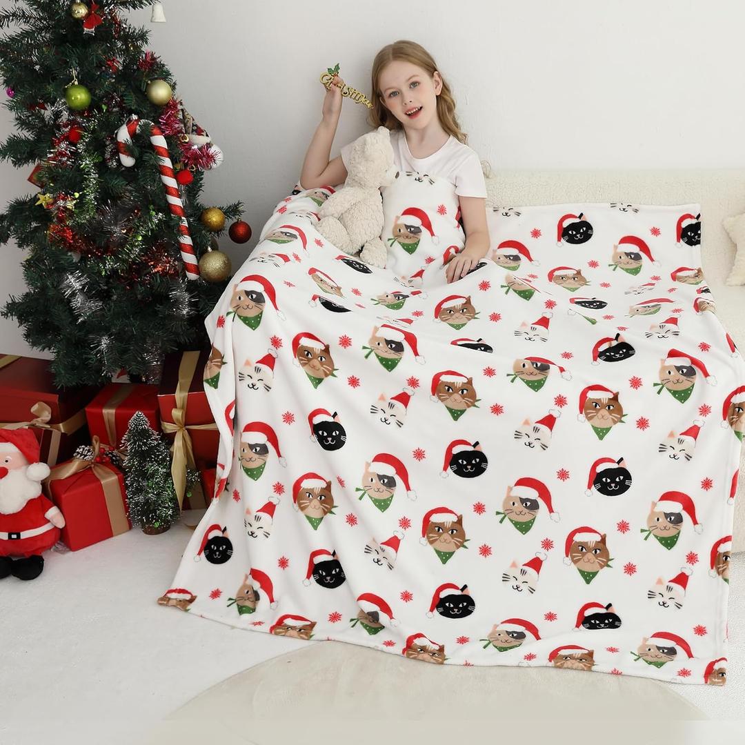 Softan Kids Throw Blanket for Girls & Boys, Warm Soft Toddler Flannel Blankets for Sofa Couch Bed Cozy Fuzzy Plush Flannel Kids Throw Blanket for Daycare & School - Cat 50x60 inches