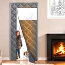 Magnetic Thermal Insulated Door Curtain Fit 30" X 80" with Clear Window, Thermal Door Cover for Winter Thicken Oxford Cloth and Cotton Automatic Insulation Cover Blanket for Winter