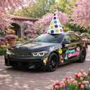 Relaxweex 27 Pcs Large Car Birthday Decorations Happy Birthday Magnets with Large Party Hat Colorful Reflective Automotive Car Magnets for Refrigerator Door Metal Surface