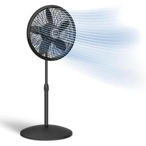 Lasko Pedestal Fan, Oscillating Fan for Bedroom with Adjustable Height and 3 Cooling Speeds, Portable, 18", Black, 18-27